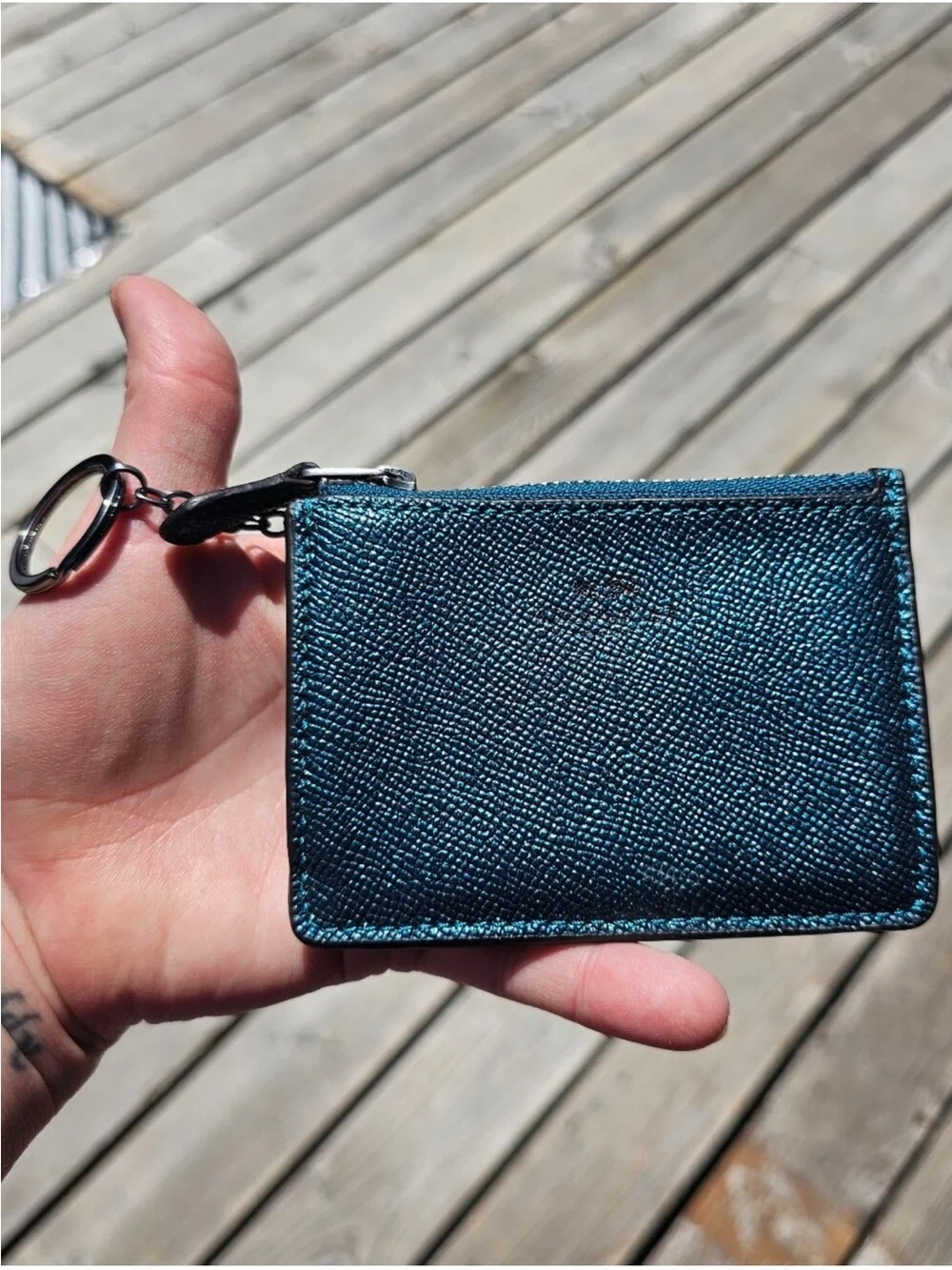 Coach Metallic Dark Turquoise Mini ID Skinny Case - 2017 - MSRP $78